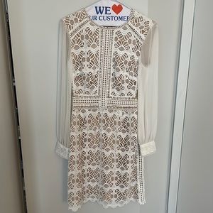 Reiss Aria Sheer lace sleeve dress